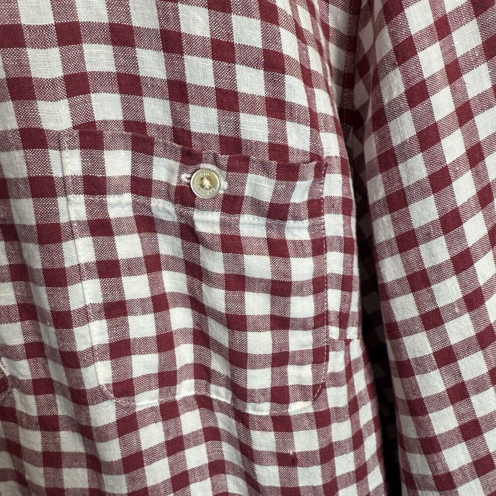 Tommy Bahama Red and White Gingham Linen Long Sleeve Women's Shirt Size XL - Picture 13 of 13
